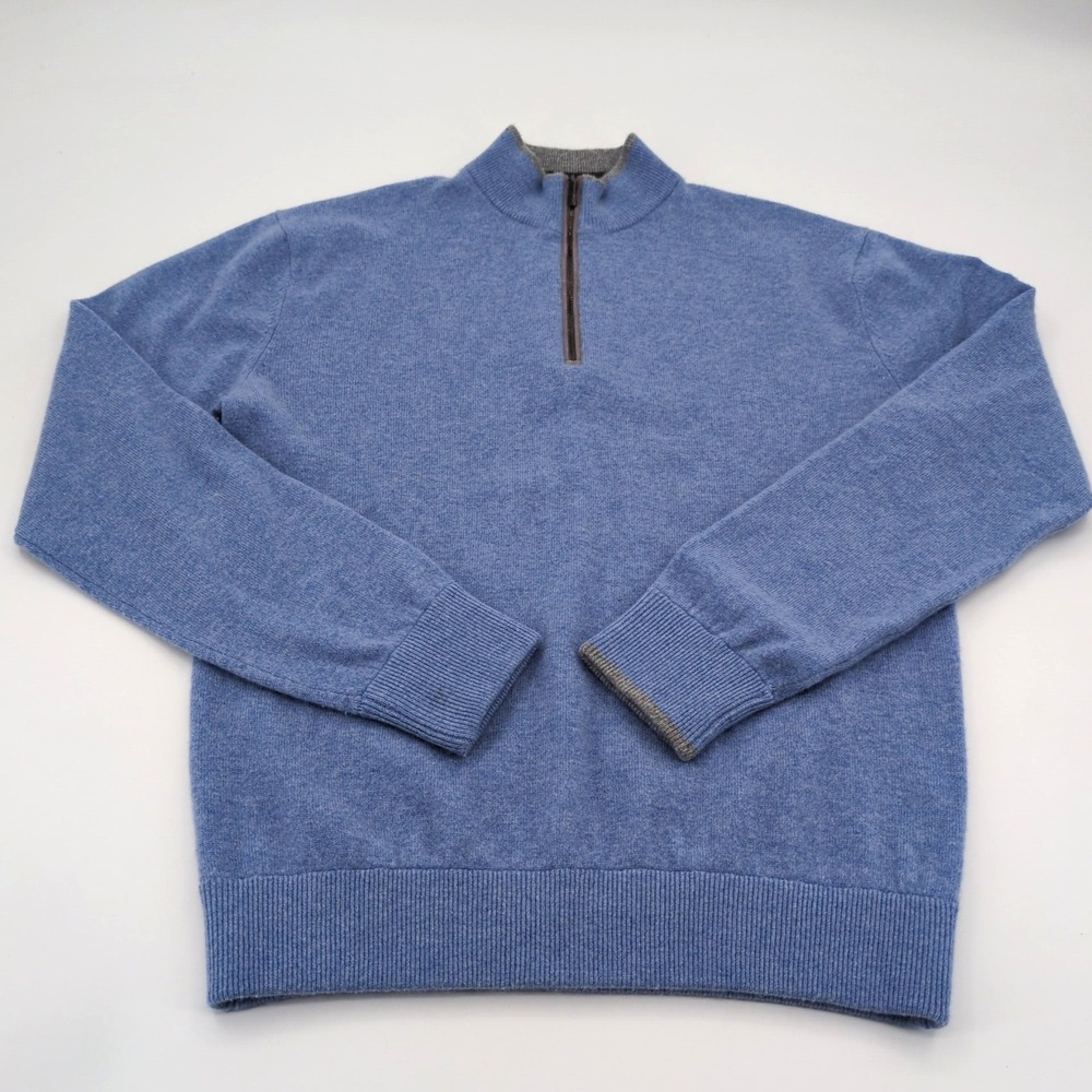 GREYSON Men's Wool Cashmere Sweater M Blue Quarter Zip Butterfield Country Club
